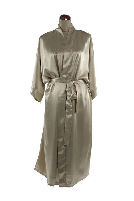 Silk Satin Kimono Robe - Champagne