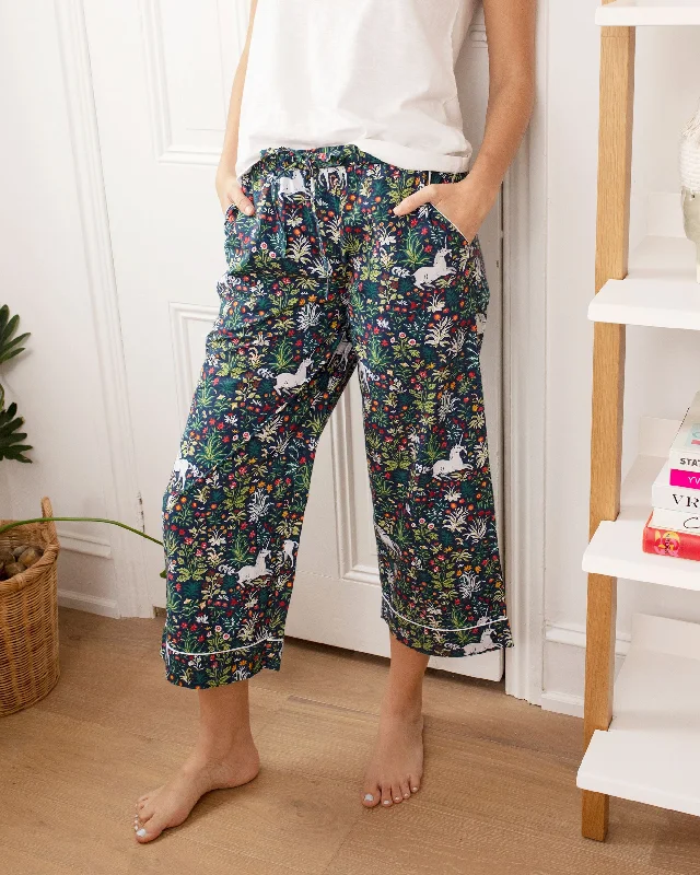 Unicorn's Garden - Cropped Pajama Pants - Indigo