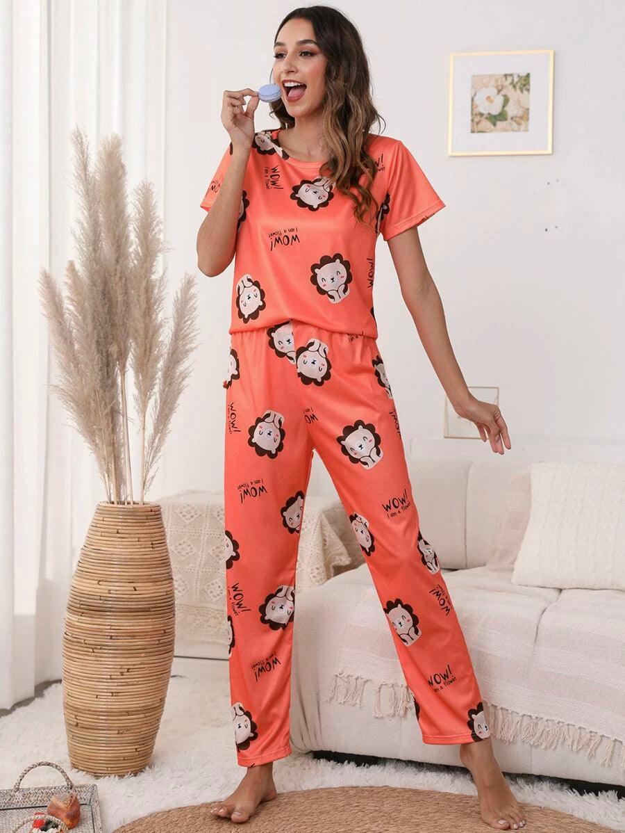 Women Printed T.Shirt & Pyjama Co-Ord Set