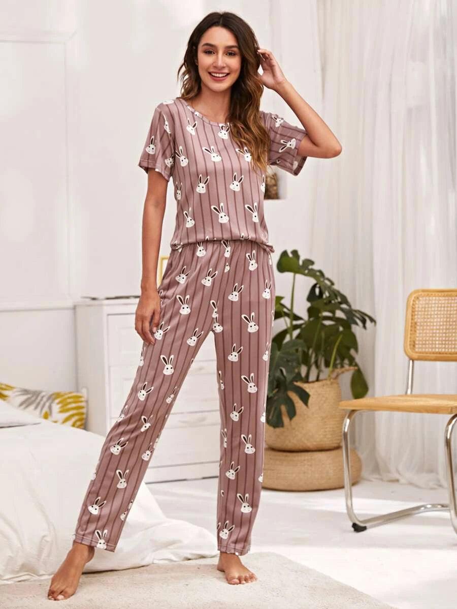 Women Printed T.Shirt & Pyjama Co-Ord Set