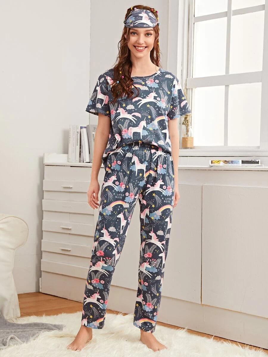 Women Printed T.Shirt & Pyjama Co-Ord Set