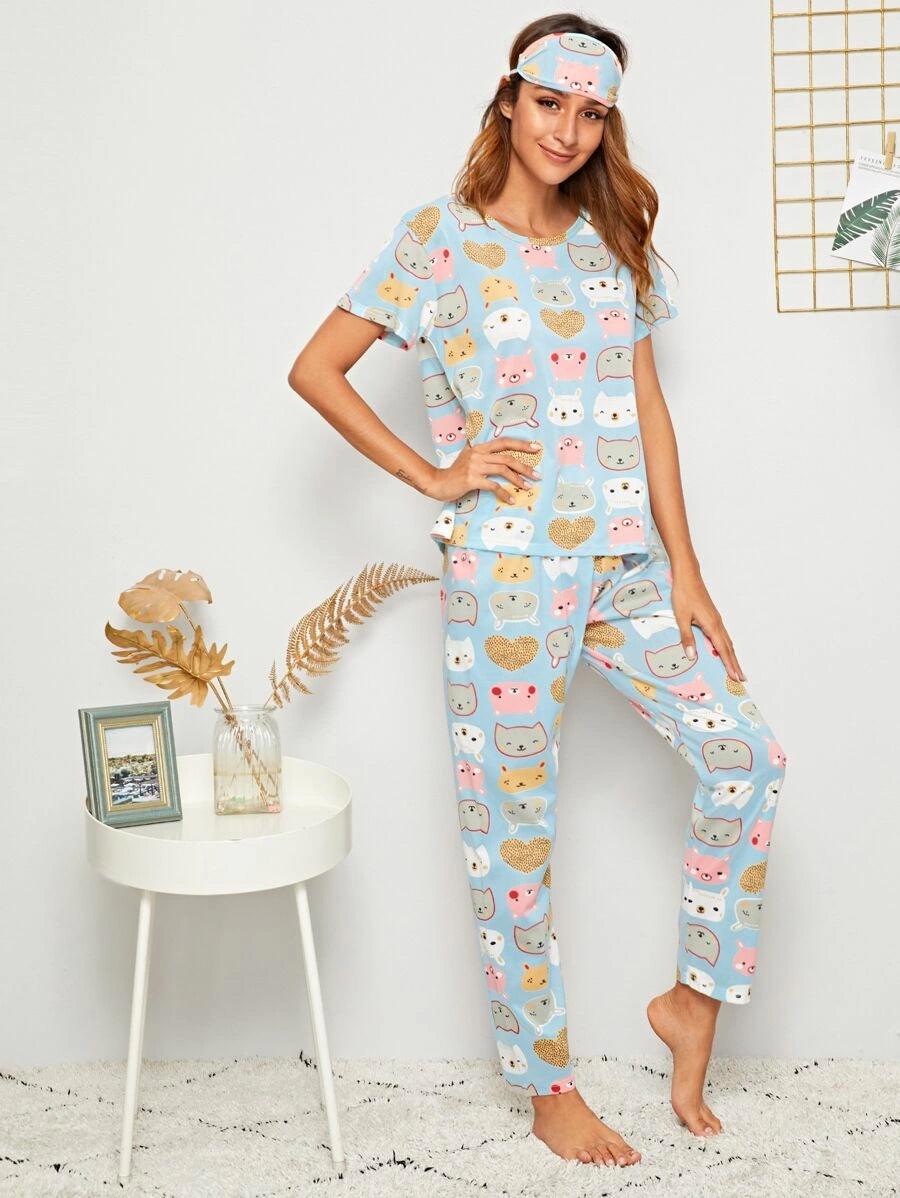 Women Printed T.Shirt & Pyjama Co-Ord Set