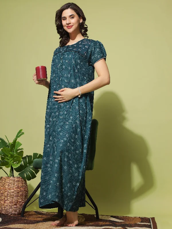 Women's Alpine Maternity/Feeding/Nursing Nighty Rama Green