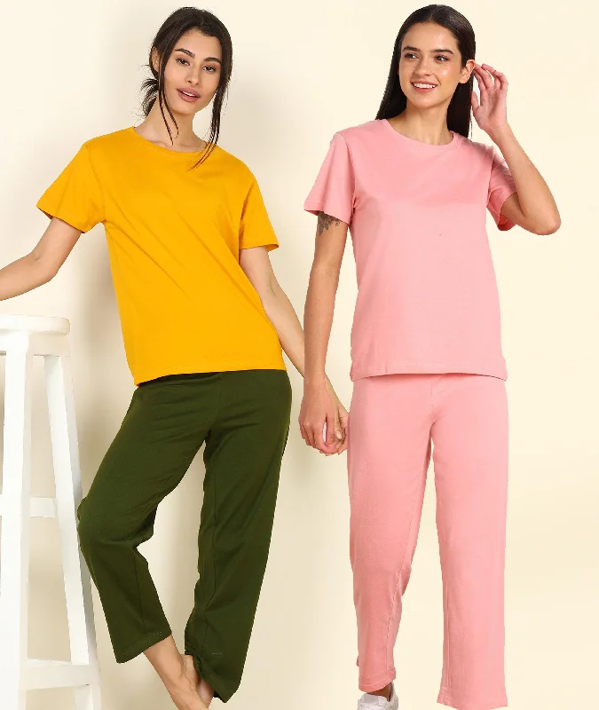 Women T-shirt & Pyjama Set Pure Soft Cotton - Combo Set