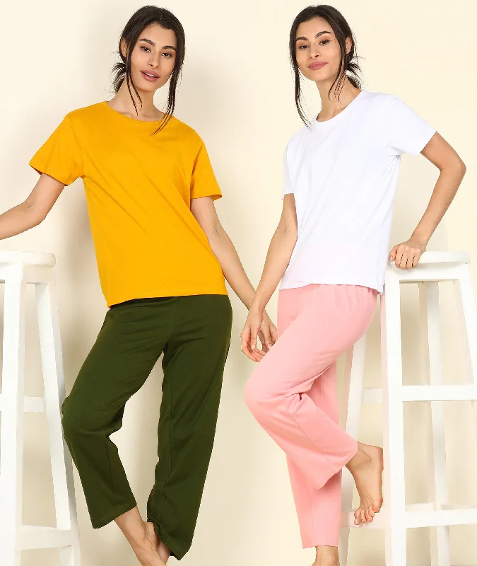 Women T-shirt & Pyjama Set Pure Soft Cotton - Combo Set