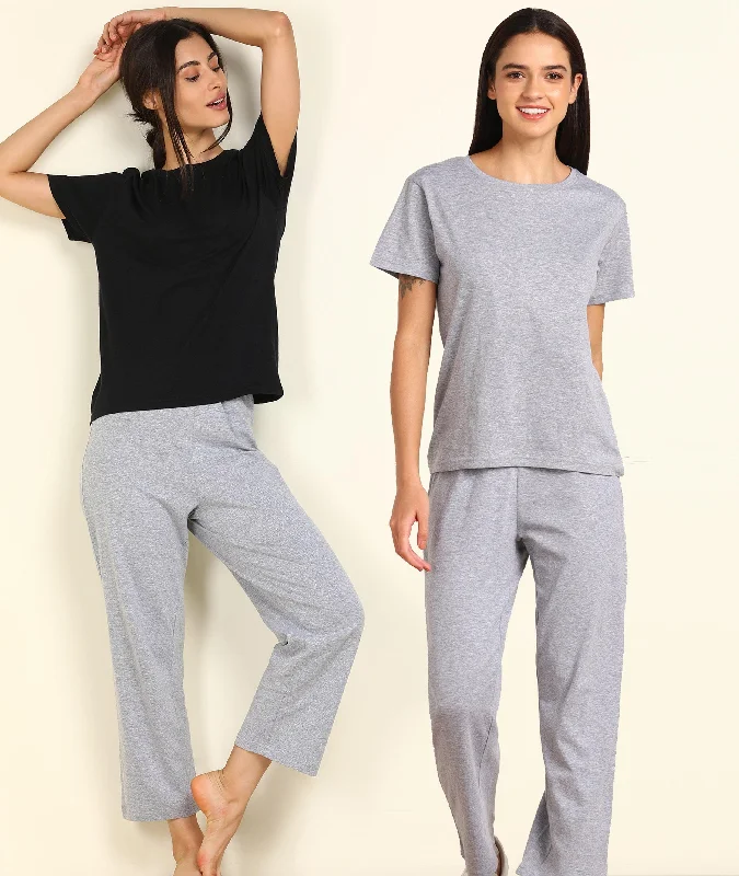 Women T-shirt & Pyjama Set Pure Soft Cotton - Combo Set